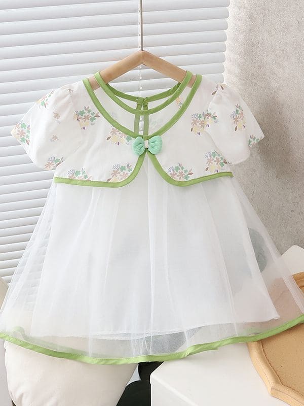 Girls Floral A-line Tulle Dress