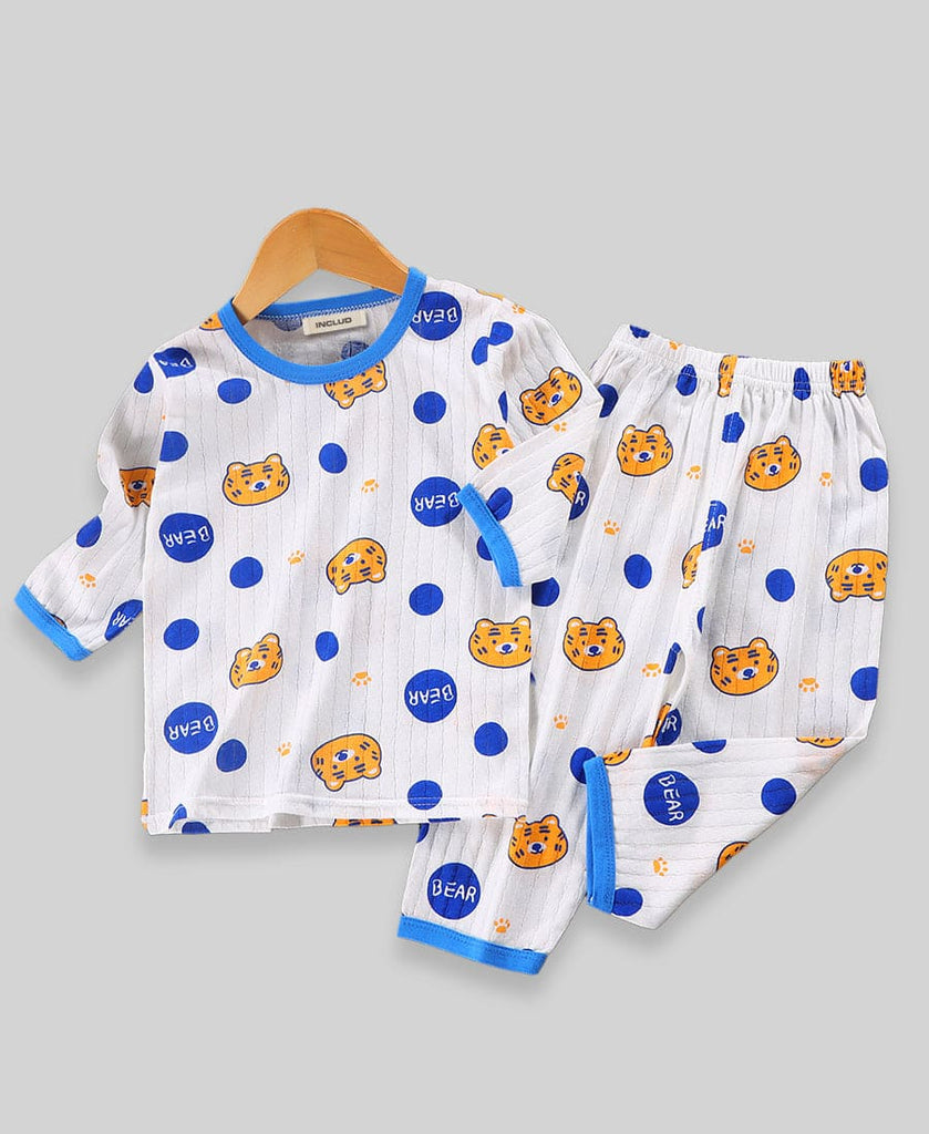 Boys Blue Printed Long Sleeve Night Wear Sets Style 12 1-2 Y 