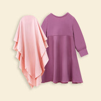 Girls Long Sleeve Colorblocked Dress With Head Scarf Casual Dresses   
