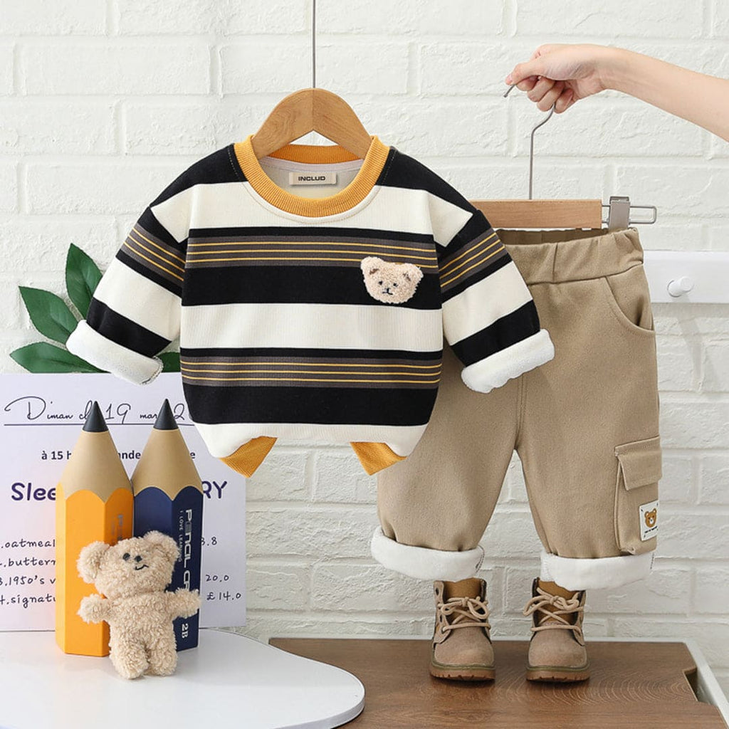 Boys Striped T-Shirt With Trousers Set