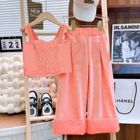 Girls Sleeveless Denim Top With Denim Straight Leg Pants Set 2 pc. Sets