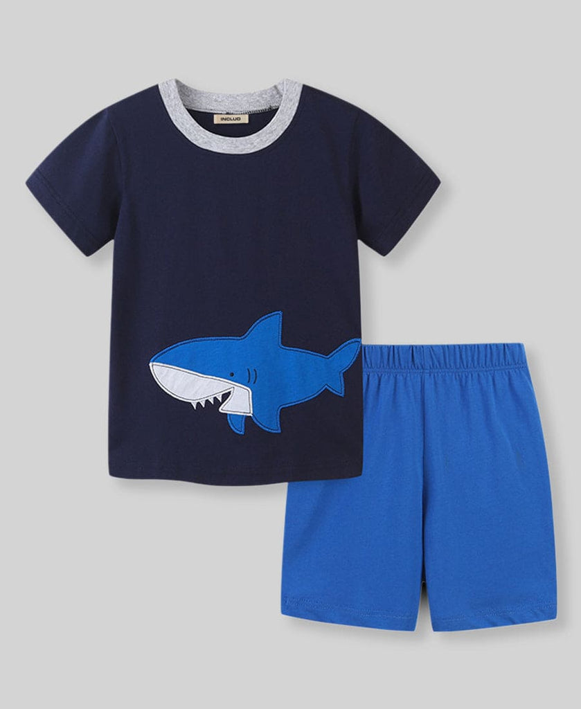 Boys Knitted Two Piece Set with Prints Sets Navy 1-2 Y 