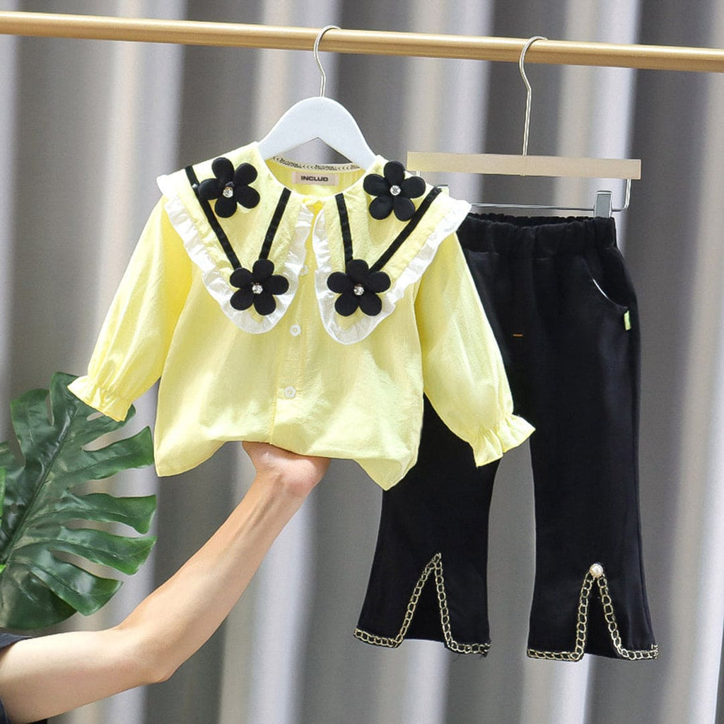 Girls Top with Pants Set Sets Yellow 1-2 Y 