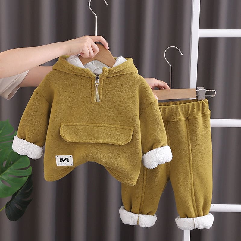 Boys Green Hooded Jacket with Sweatpants Set Sets Green 1-2 Y 