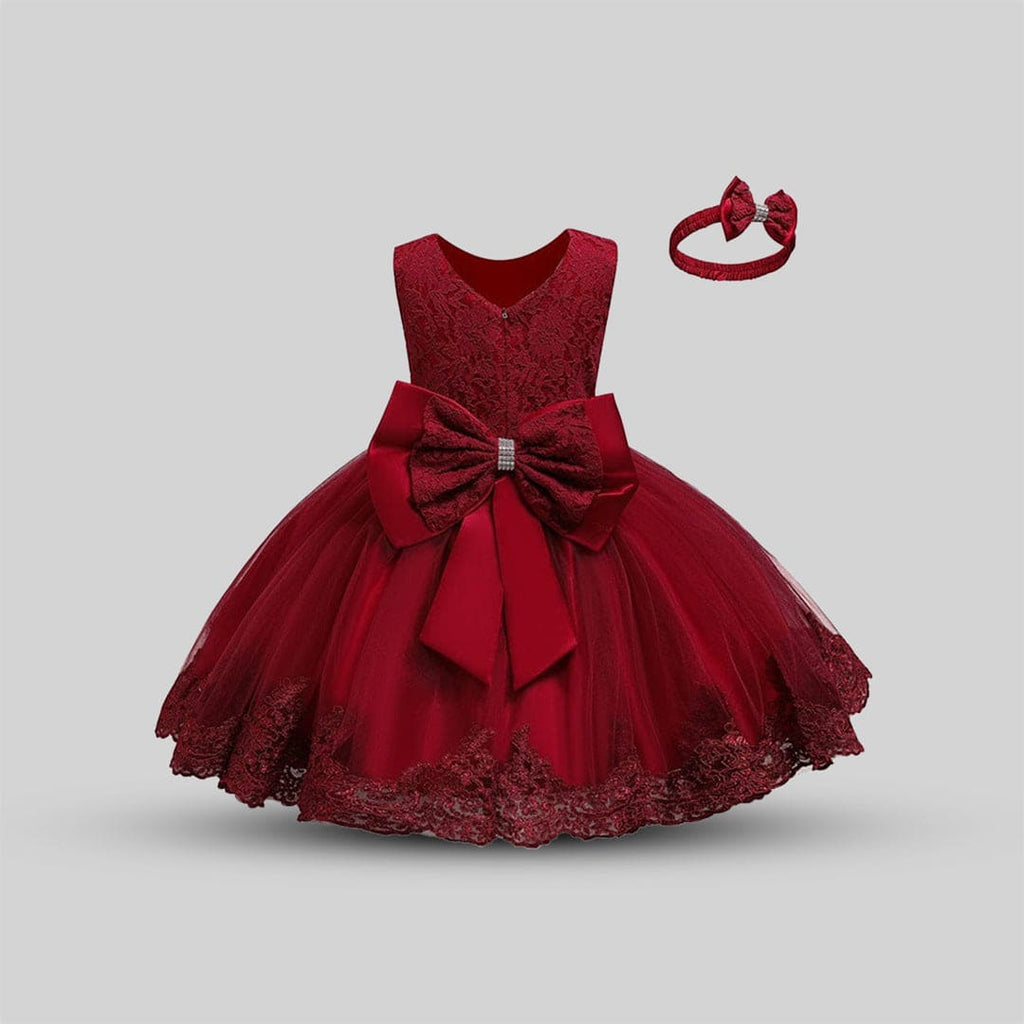 Girls Party Dress with Bow & Headband