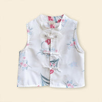 Girls Sleeveless Floral Print Top With Elasticated Shorts Sets   