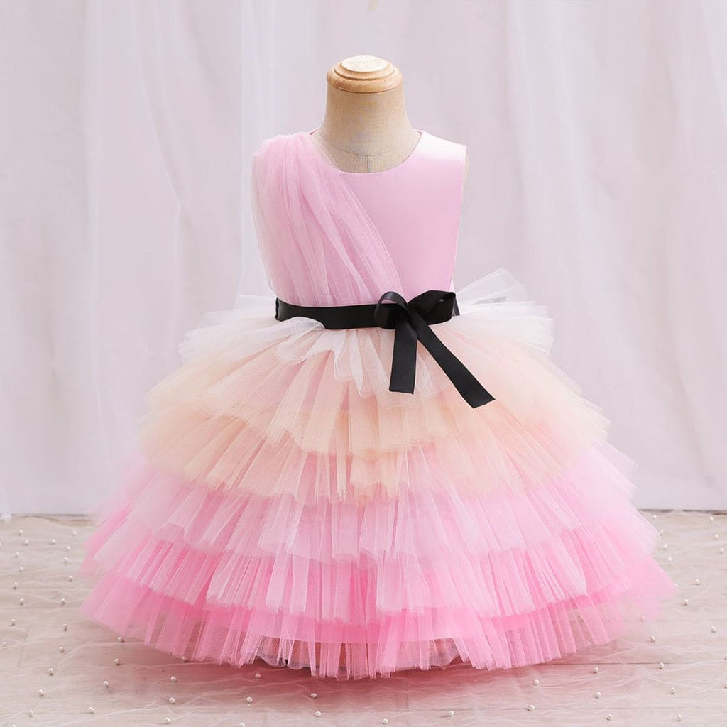Girls Ombre Ruffle Tulle Party Dress