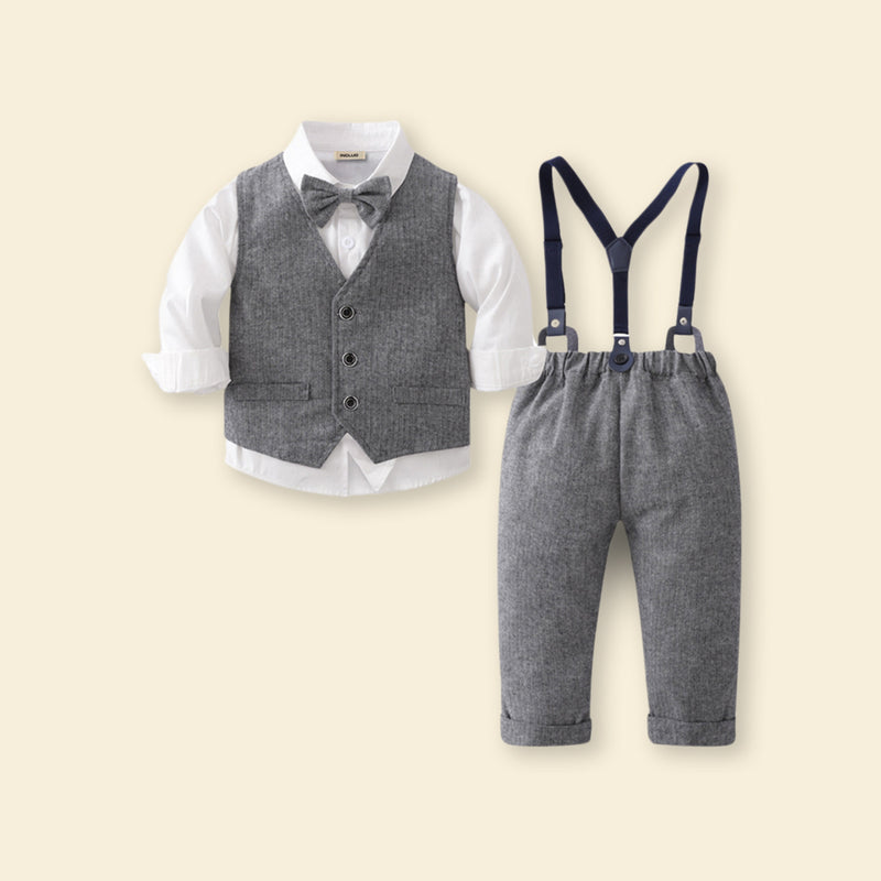 Boys Shirt with Textured Suspender Trousers & Waistcoat Set 3 pc. Sets   