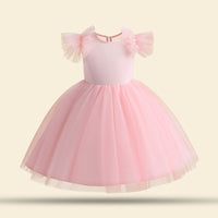 Girls Solid Tulle Party Dress Party Dresses Pink 1-2 Y 
