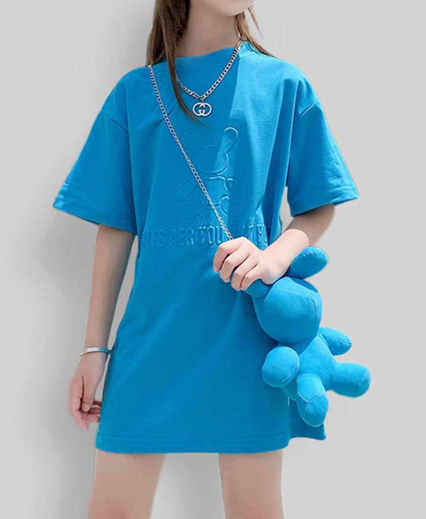 Girls T-shirt Dress Casual Dresses Blue 4-5 Y