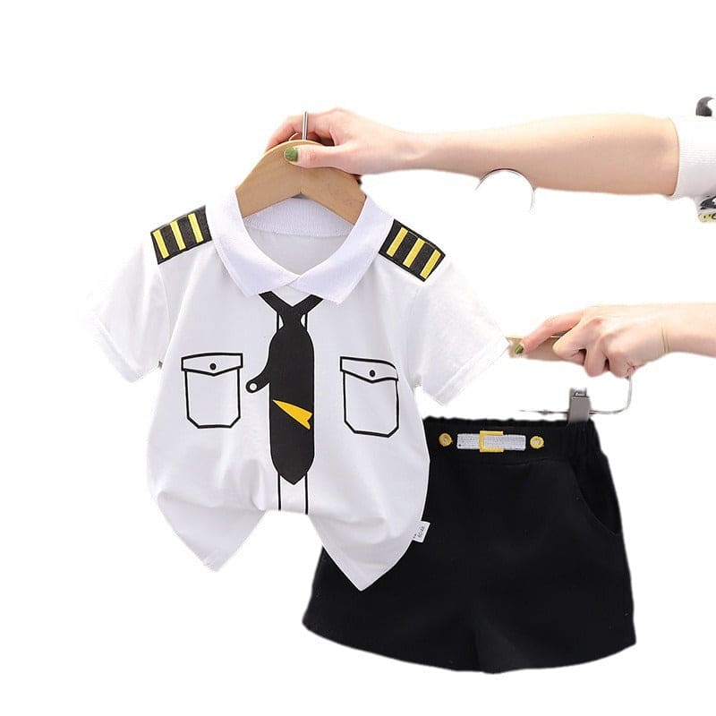 Boys Neck Tie Printed T-Shirt With Shorts 2 pc. Sets   