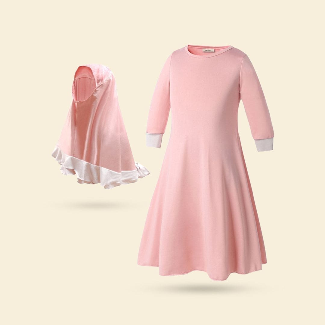 Girls Long Sleeve Dress With Head Scarf (Copy) Casual Dresses