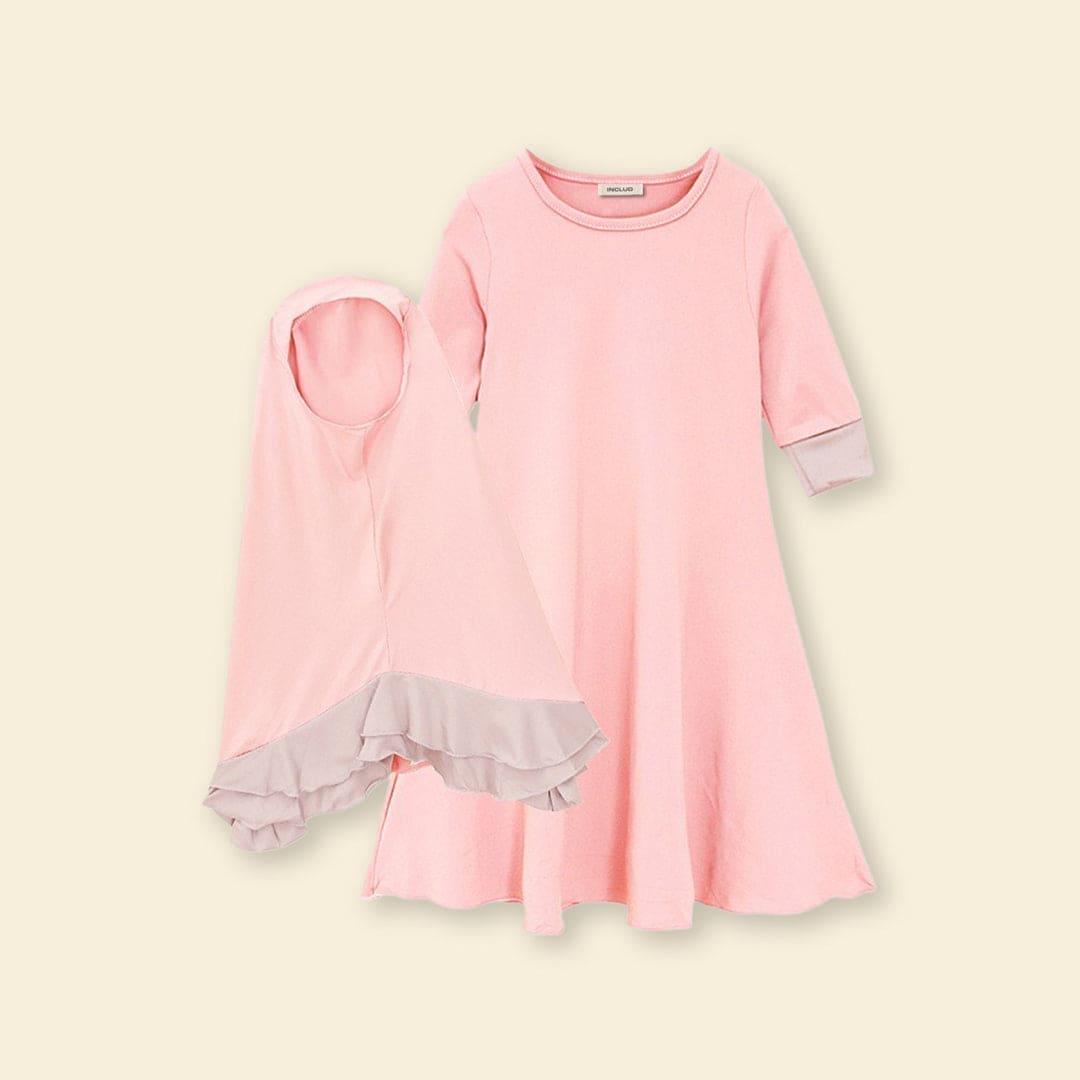 Girls Long Sleeve Dress With Head Scarf (Copy) Casual Dresses
