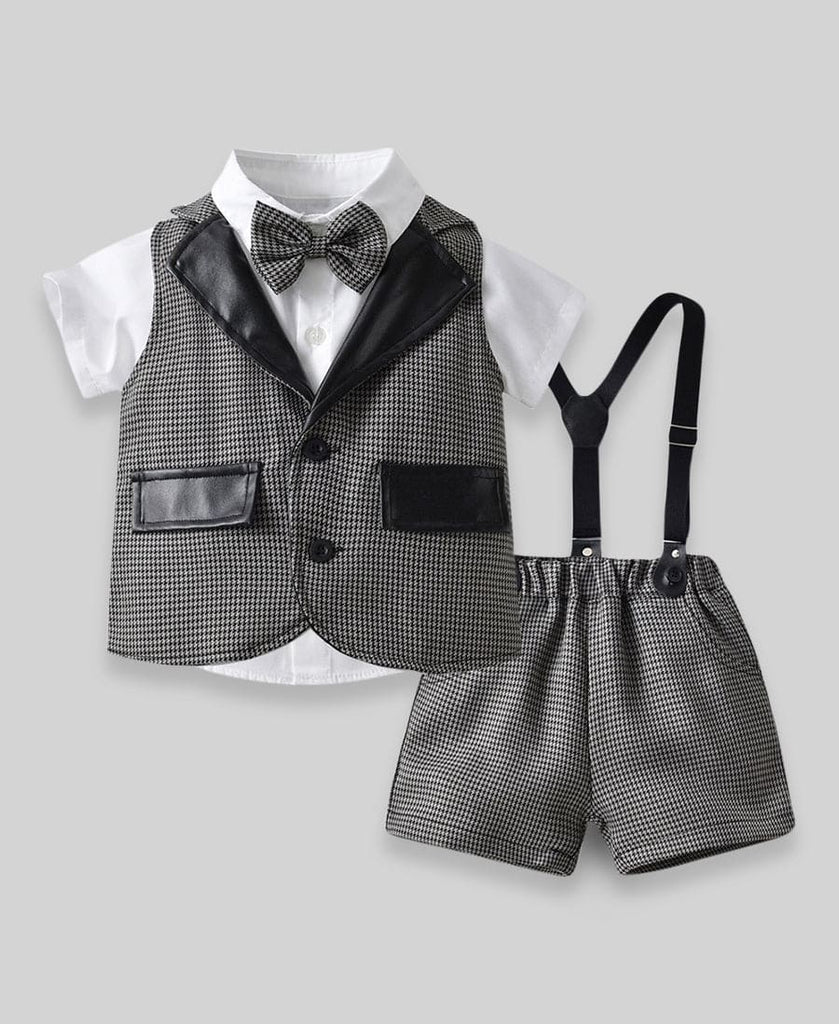 Boys Grey Party Wear 3Pc Clothing Sets (Shirt,Waistcoat,Suspender) 3 pc. Sets Style 4 1-2 Y 