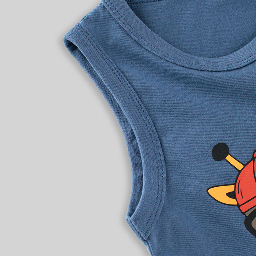 Boys Cartoon Graphic Round Neck Vest Tshirts   