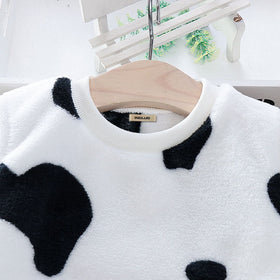 Girls Black Fleece Sweatshirt with Joggers Set Winterwear Sets   