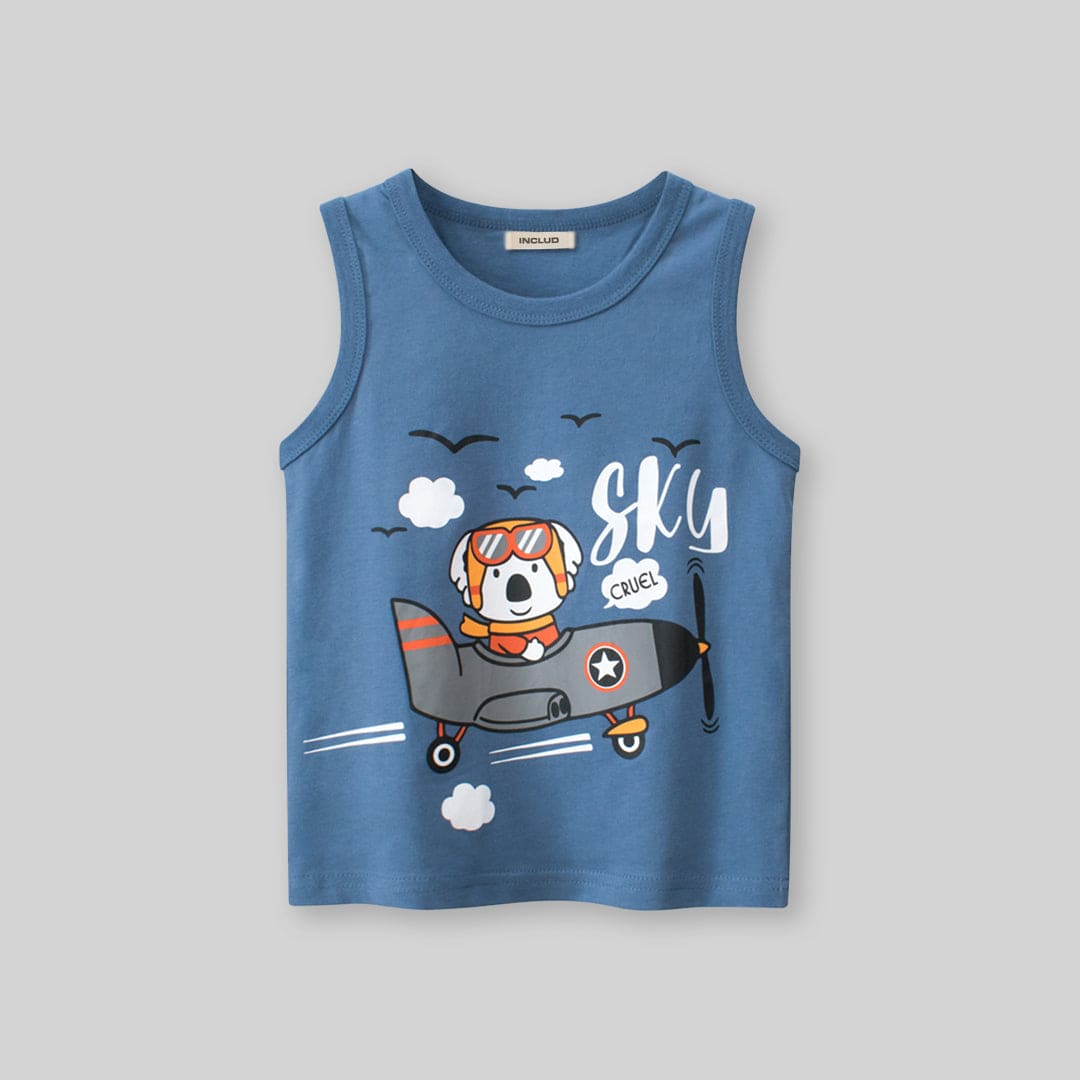 Boys Round Neck Graphic Vest Tshirts   
