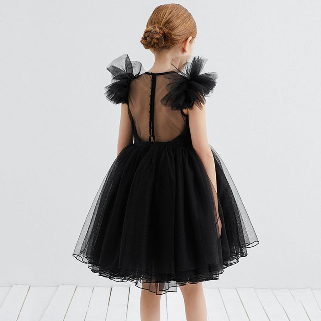 Girls Solid Tulle Party Dress Party Dresses   
