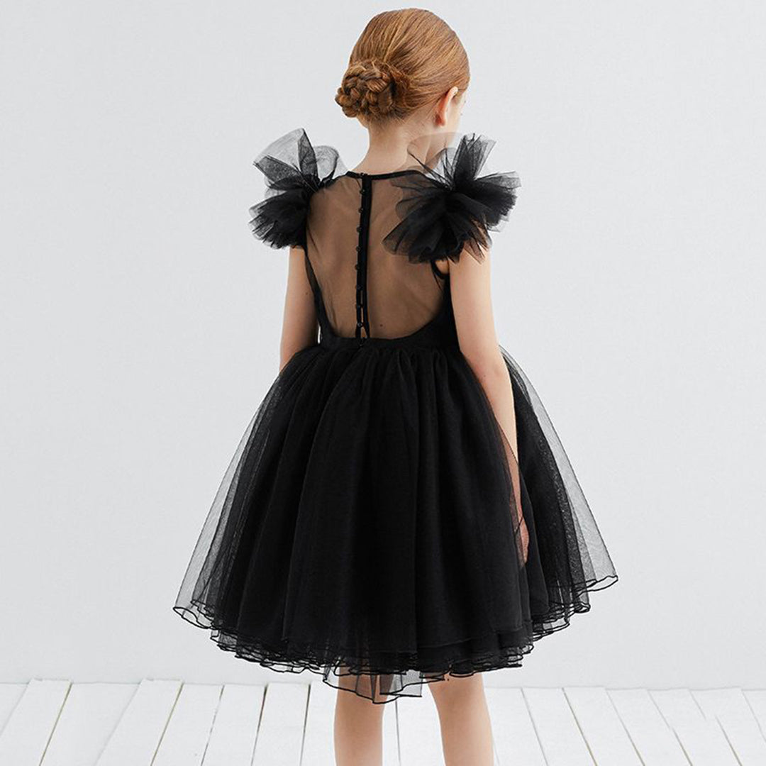 Girls Solid Tulle Party Dress Party Dresses   