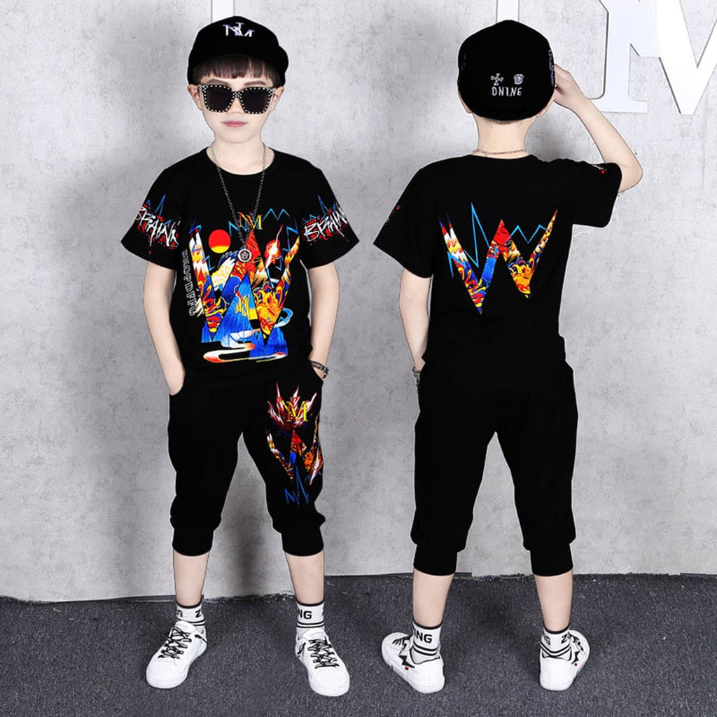 Boys Multicolor Graphic T-Shirt With Pants