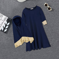 Girls Long Sleeve Dress With Head Scarf Casual Dresses   