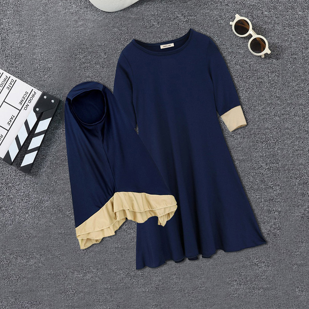 Girls Long Sleeve Dress With Head Scarf Casual Dresses   