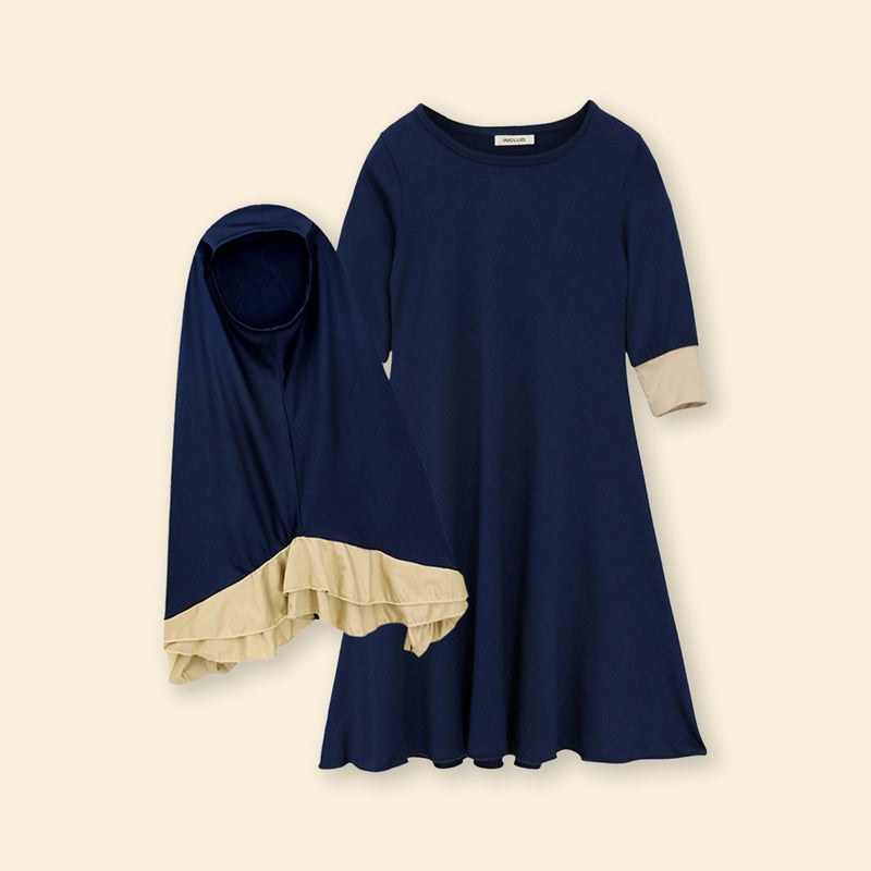 Girls Long Sleeve Dress With Head Scarf Casual Dresses   