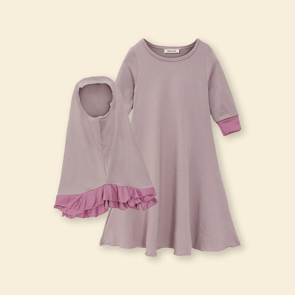 Girls Long Sleeve Dress With Head Scarf Casual Dresses   