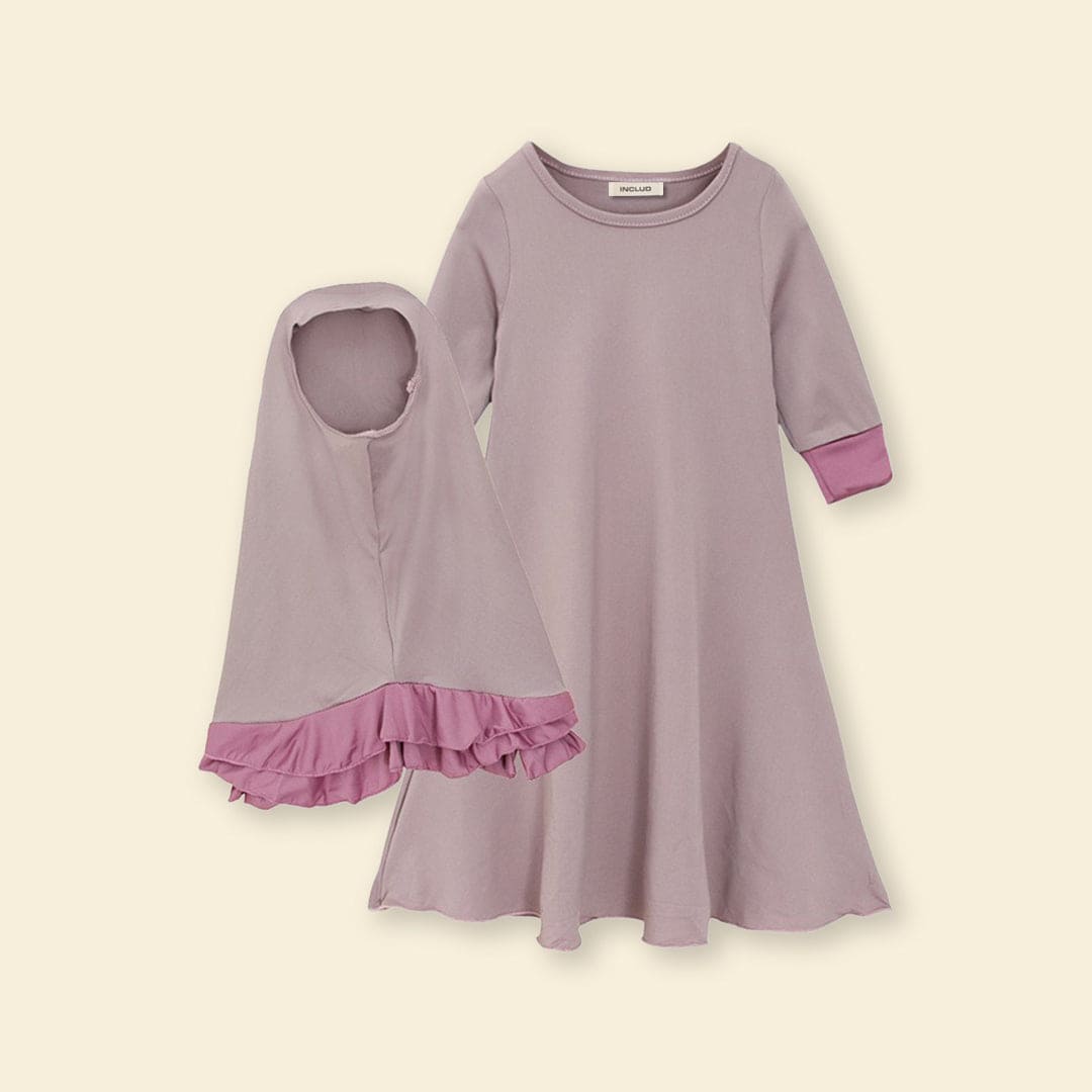 Girls Long Sleeve Dress With Head Scarf Casual Dresses   