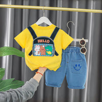 Boys Printed T-shirt with Denim Shorts Set Sets   