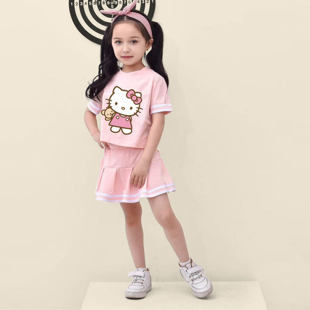 Girls Hello Kitty Short Sleeve Top With Skirts