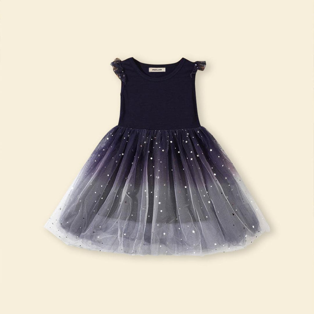 Girls Sleeveless Star Print Dress Casual Dresses   