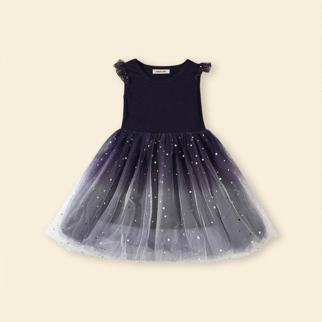 Girls Sleeveless Star Print Dress Casual Dresses   