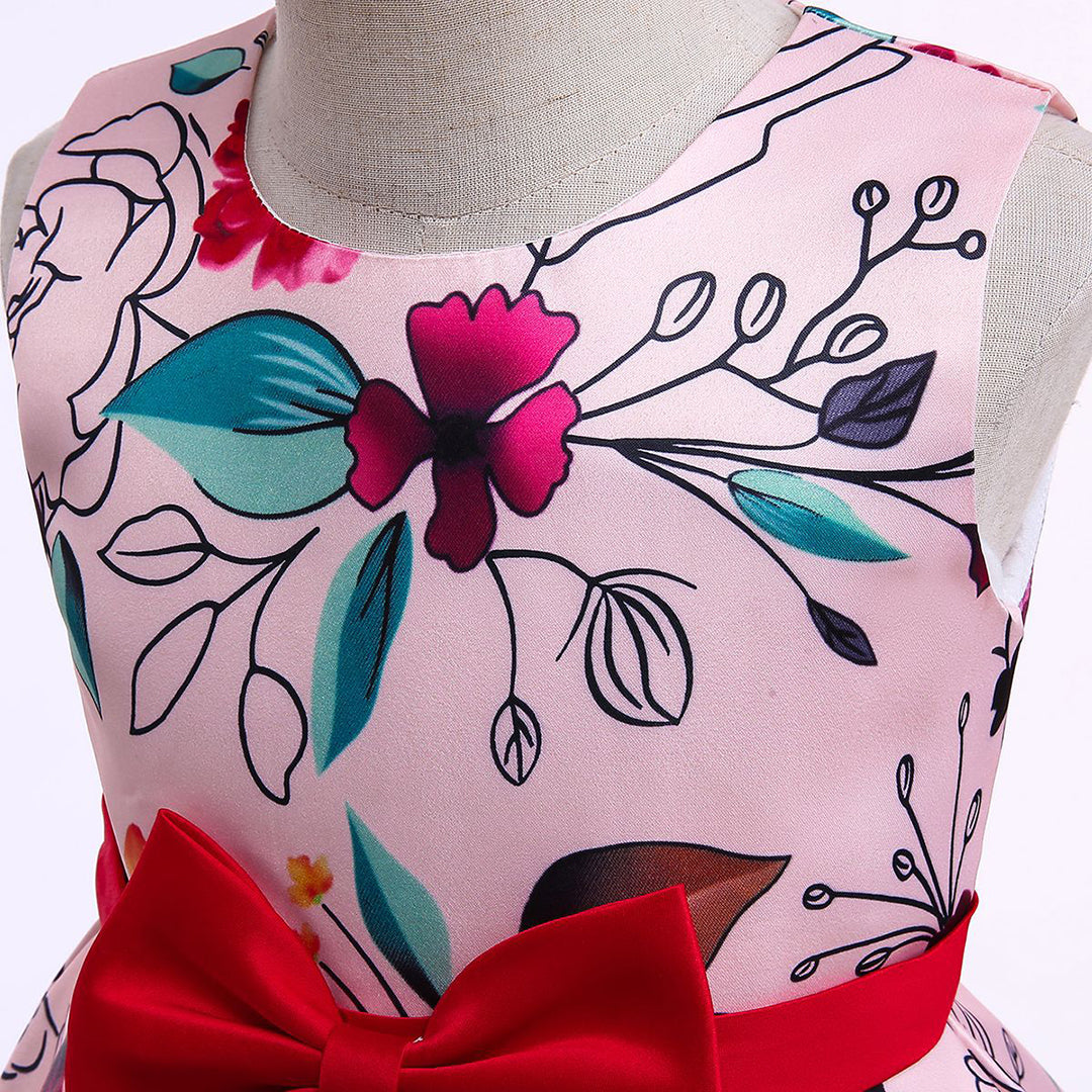 Girls Printed Box Pleat Casual Dress Casual Dresses   