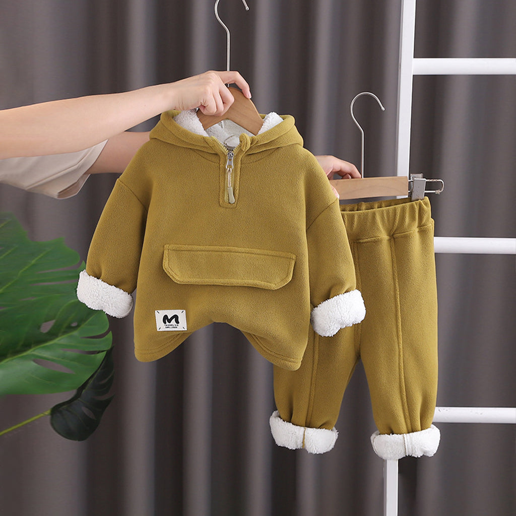 Boys Green Hooded Jacket with Sweatpants Set Sets