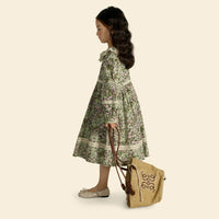 Girls Long Sleeve Floral Print Lace Collar Dress Casual Dresses   