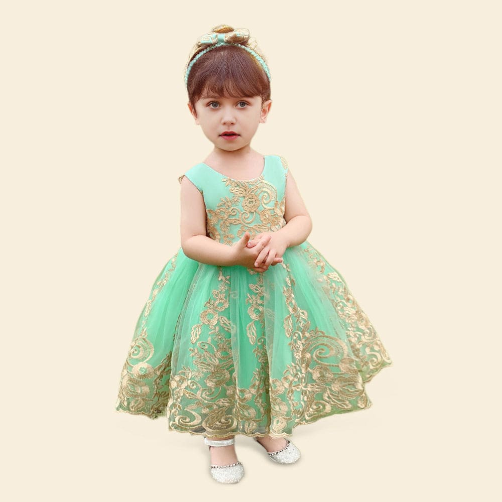 Girls Sleeveless Embroidered Party Dress