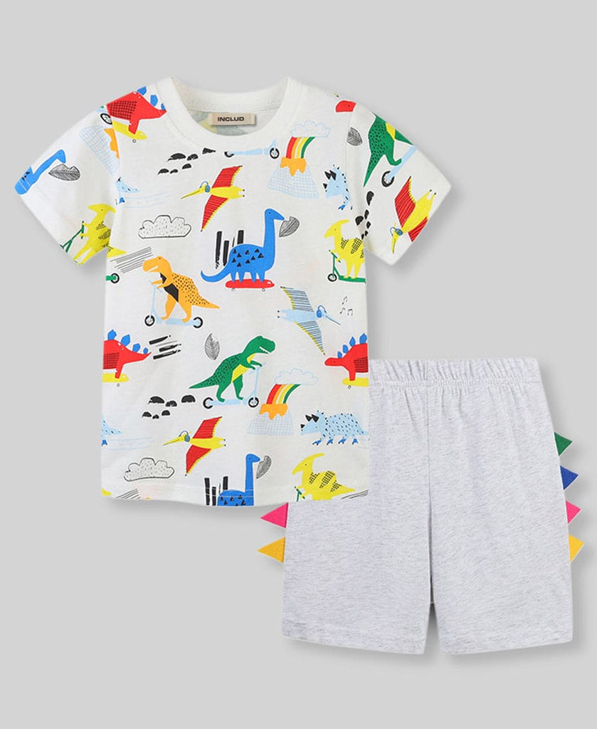 Boys Knitted Two Piece Set with Prints Sets Off-White 1-2 Y 