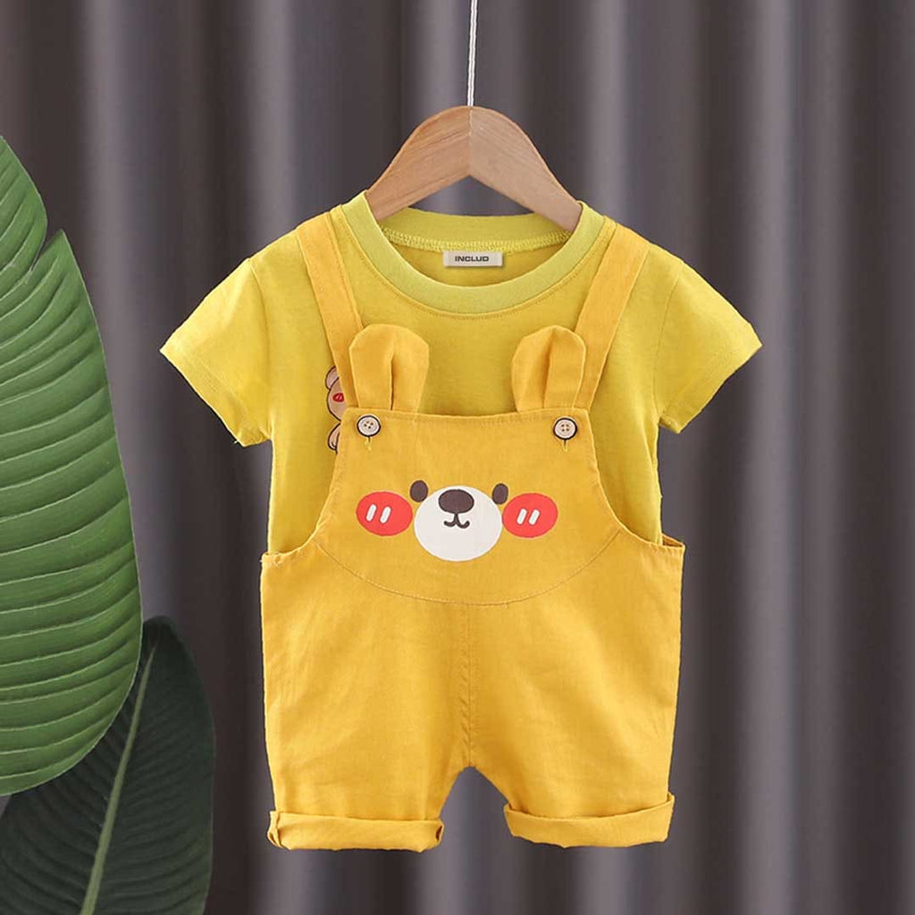 Boys T-shirt with Teddy Dungaree Set