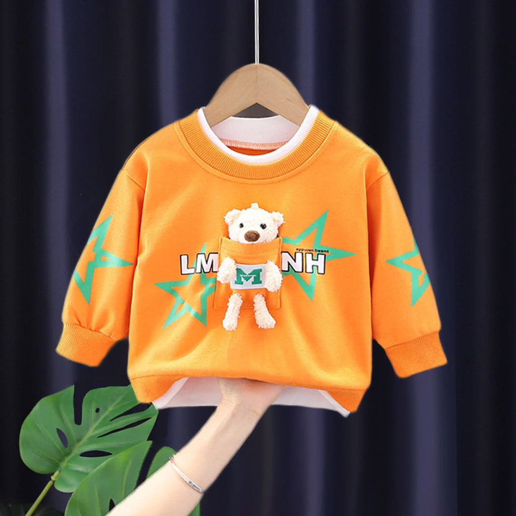 Boys Printed Teddy Sweatshirt Sweatshirts & Hoodies Orange 1-2 Y 