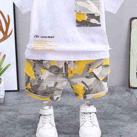 Boys Camouflage Pocket T-Shirt & Shorts Sets   