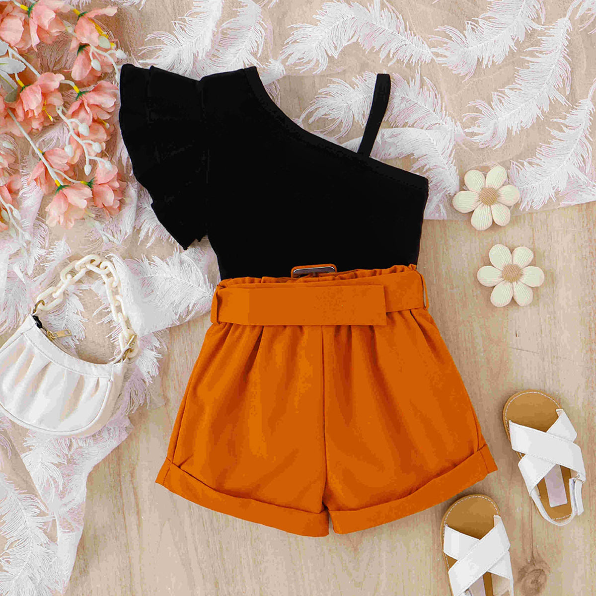 Girls One Shoulder Top With Shorts Set 2 pc. Sets