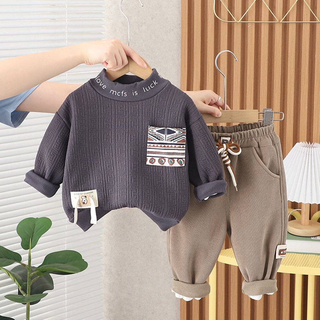 Boys Knitted Two Piece Set Sets Gray 1-2 Y 