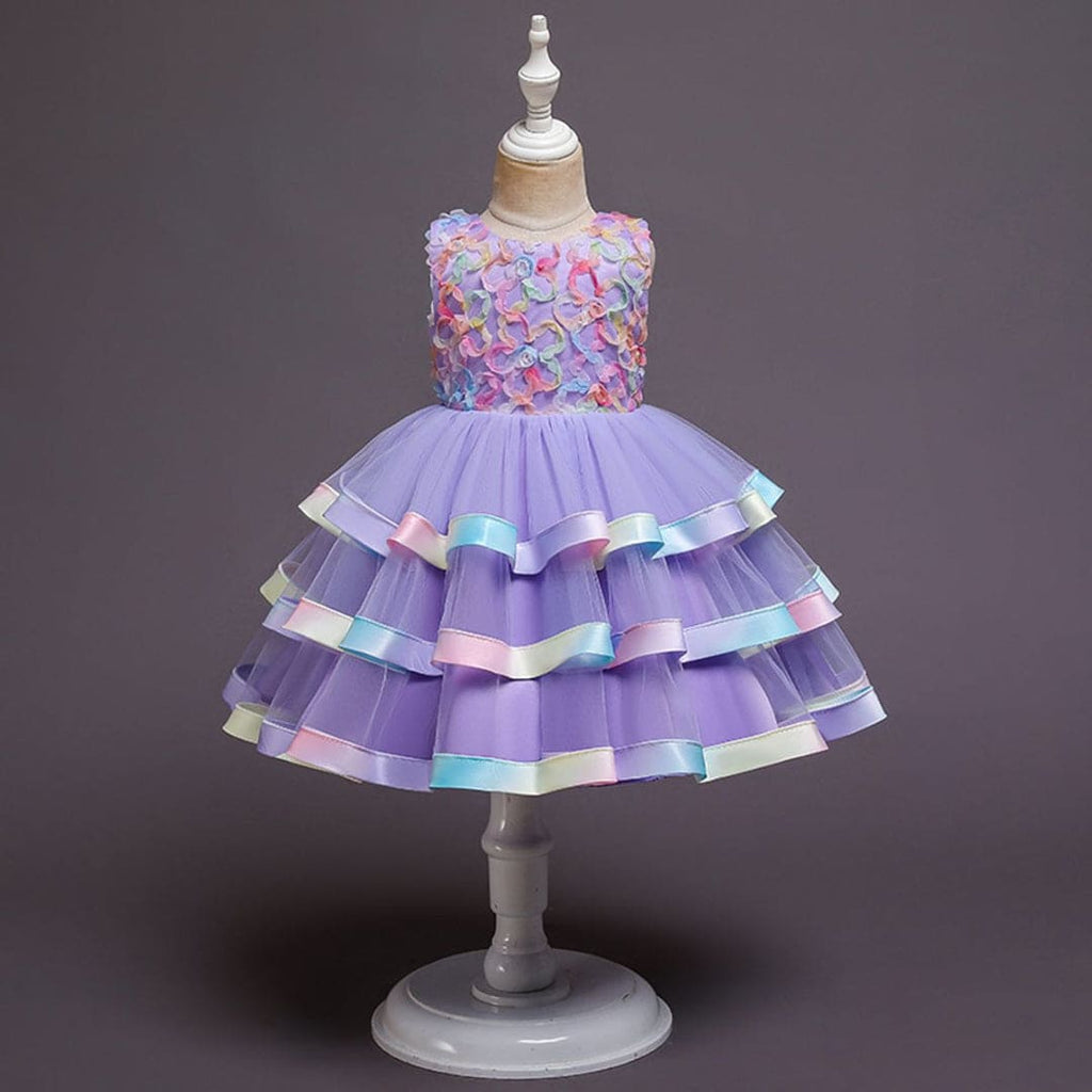 Girls Unicorn Inspired Tiered Party Dress