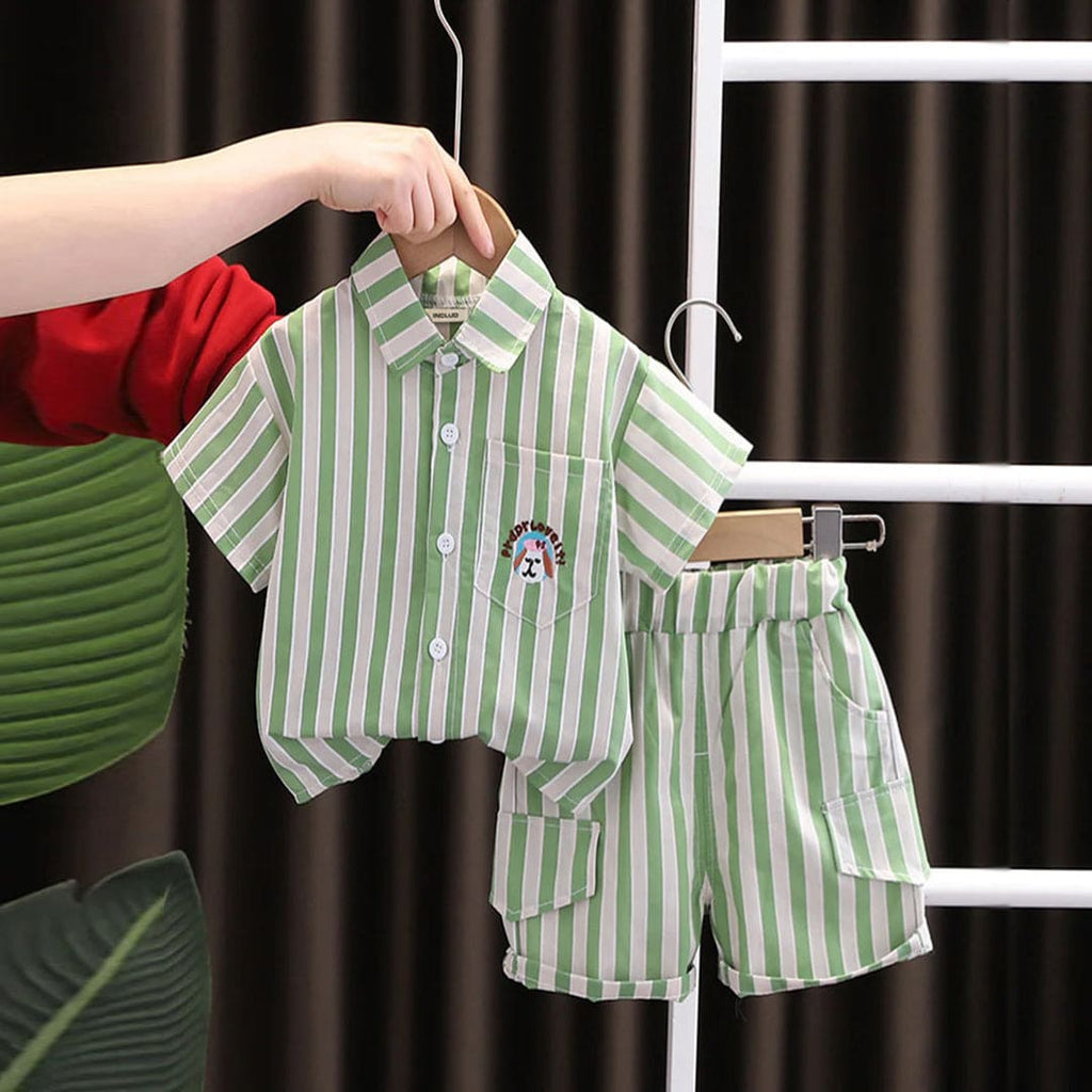 Boys Striped Shirt & Shorts Set