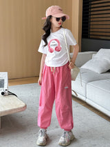 Girls Short Sleeve Graphic T-Shirt With Jogger Set