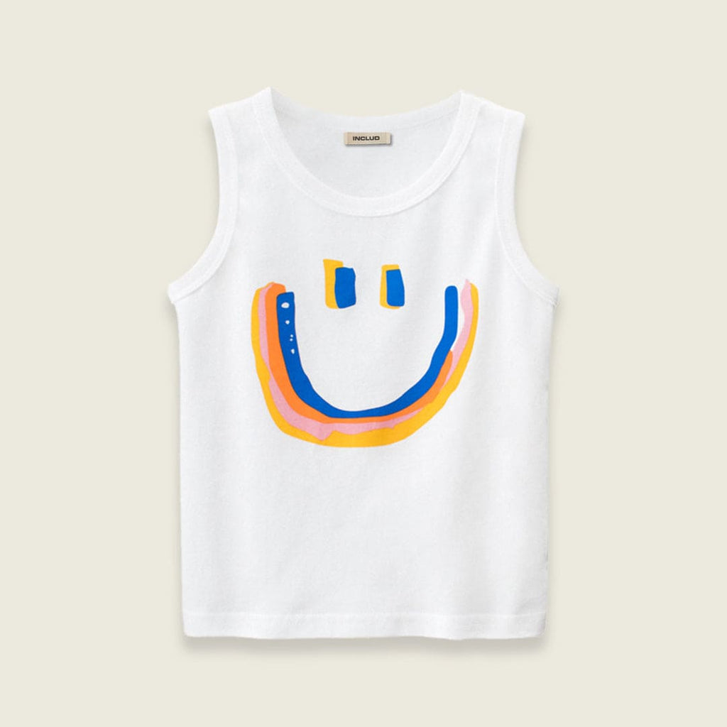 Boys Sleeveless T-shirt with Smiley Print