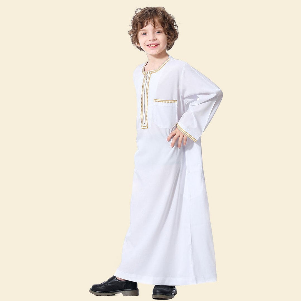 Boys Embroidered A-line Robe