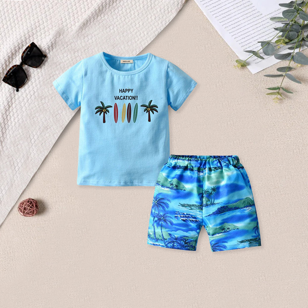 Beach Print Tshirt Short Set