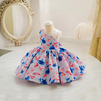 Girls Floral Print One Shoulder Party Dress Party Dresses Grey 1-2 Y